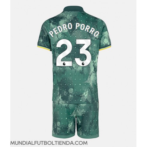 Camiseta Tottenham Hotspur Pedro Porro #23 Tercera Equipación Replica 2024-25 para niños mangas cortas (+ Pantalones cortos)